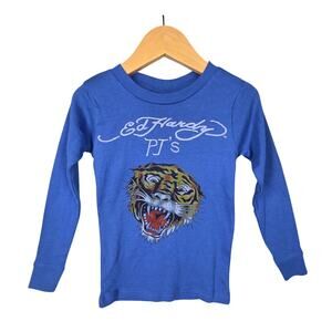 ED HARDY KID'S PJ’S LONG SLEEVE SHIRT TOP TIGER LOGO – 100% COTTON – MADE 2010